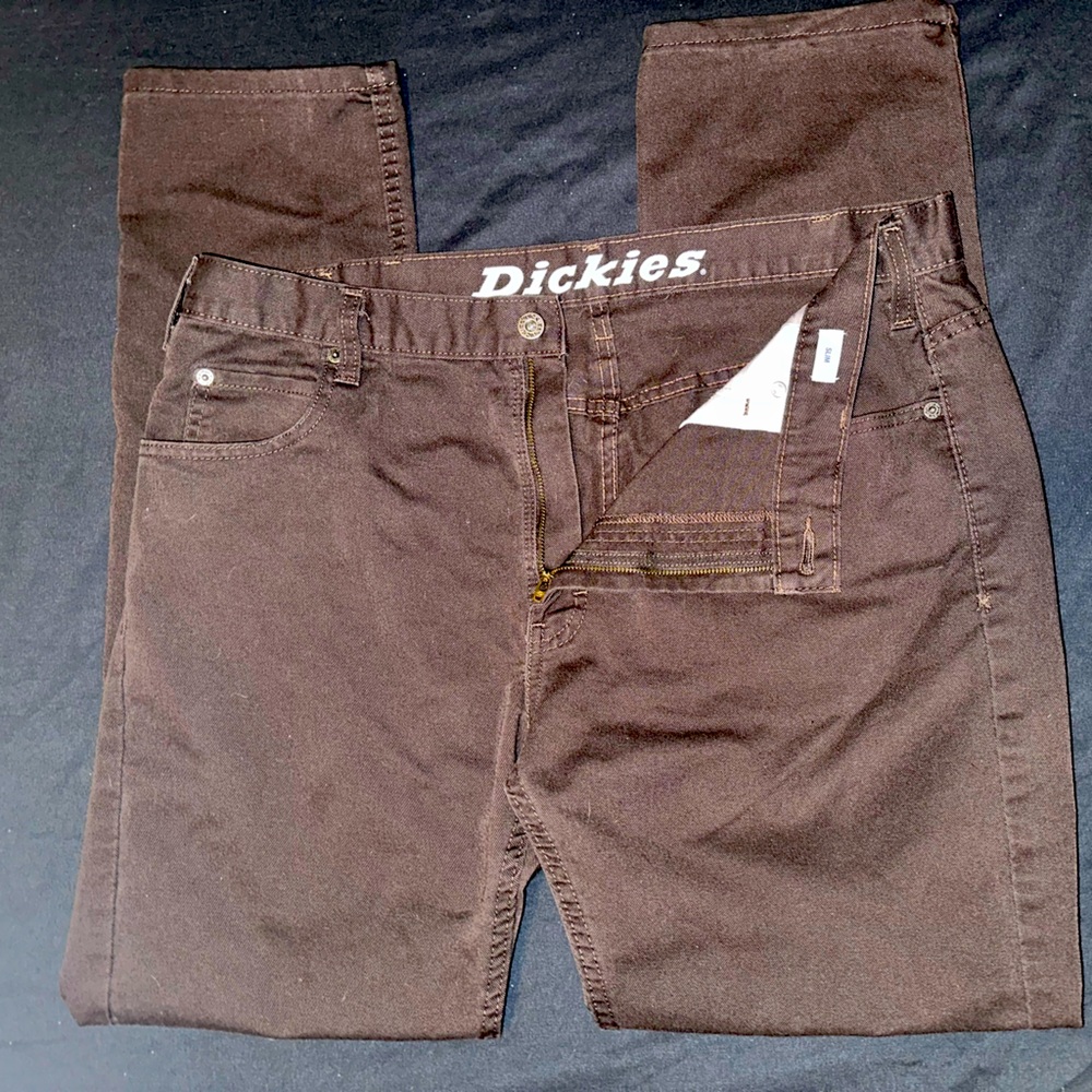 Dickies 36x32 Brown Slim Fit Long Men’s Pants